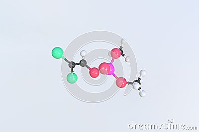 Dichlorvos molecule made with balls, isolated molecular model. 3D rendering Stock Photo