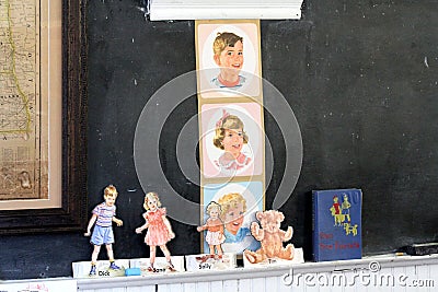 Dick, Jane and Sally Vintage Teacher Props. Editorial Stock Photo