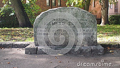 Dick Turpin`s grave in York, Northern England Editorial Stock Photo