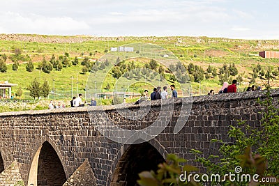 The Dicle Bridge is a historic bridge in DiyarbakÄ±r over the river Tigris in southeastern Turkey. Editorial Stock Photo