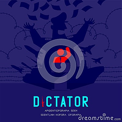 Dictator shadow man pictogram speech with podium isometric, Dictatorship behind control concept design illustration isolated on Vector Illustration
