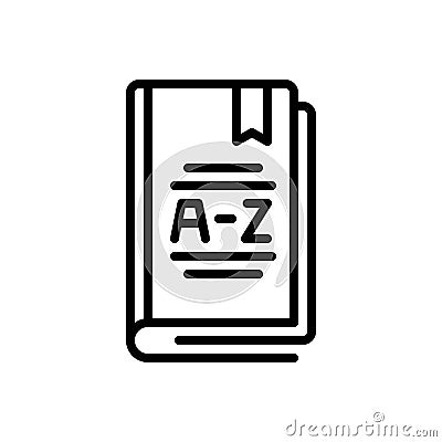 Black line icon for Dictionaries, lexicon and vocabulary Vector Illustration