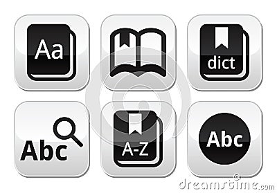 Dictionary book buttons set Stock Photo