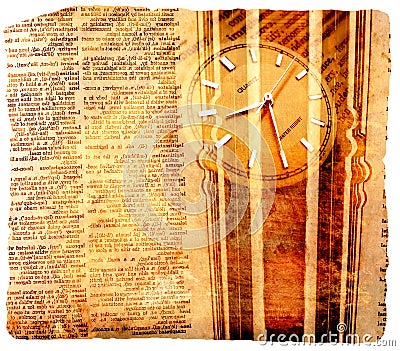 Dictionary with clock Stock Photo
