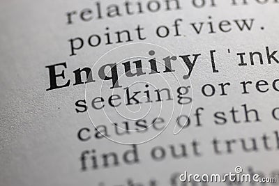 Dictionary definition of enquiry Stock Photo
