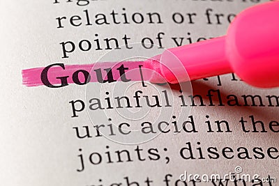 Dictionary definition of gout Stock Photo