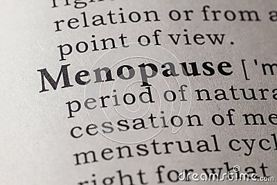 Dictionary definition of menopause Stock Photo