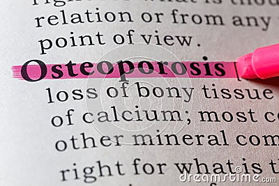 Dictionary definition of osteoporosis Stock Photo