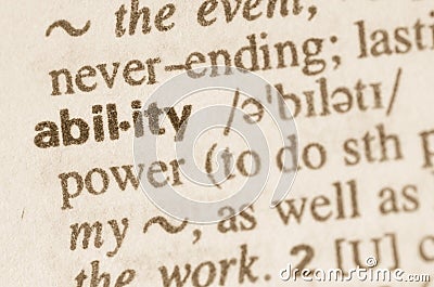 Dictionary definition of word ability Stock Photo