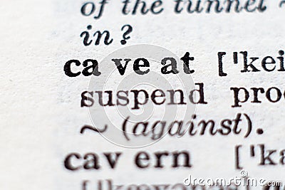 Definition of word caveat Stock Photo