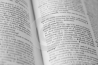 Dictionary page with word in focus Stock Photo