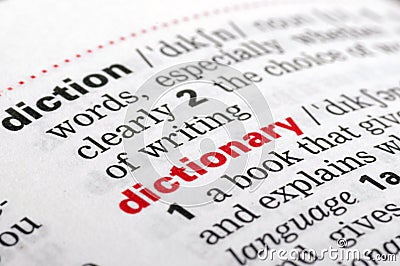 Dictionary word from a free dictionary, close up Stock Photo