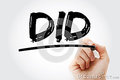 DID - Dissociative Identity Disorder acronym with marker, medical concept background Stock Photo