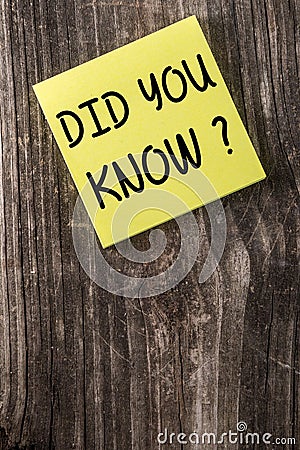 Did You Know Yellow Sticky Note Post It Stock Photo