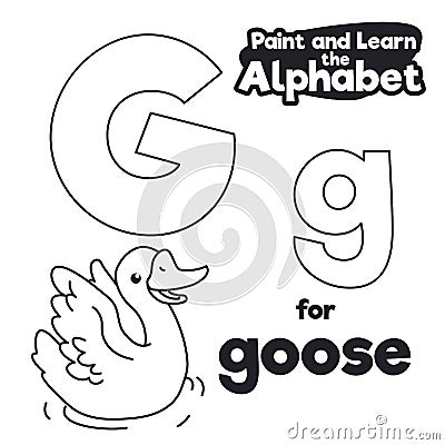 Didactic Alphabet to Color it, with Letter G and Goose, Vector Illustration Vector Illustration