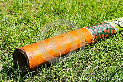 Didgeridoo on the grass Stock Photo