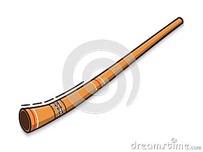 Didgeridoo is a traditional musical instrument of Australian aborigines. Vector flat icon on white background Vector Illustration