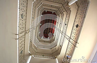 DIDIM, TURKEY - JULY 9, 2014. View of the hotel inside, bottom view Editorial Stock Photo