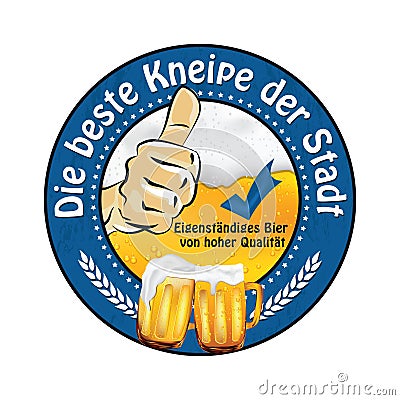 Die beste Kneipe der Stadt: German Beer Advertising label Vector Illustration