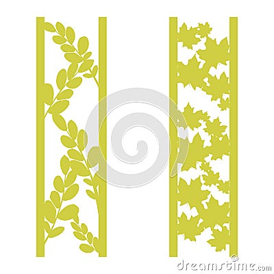 Die and laser cut ornamental panels with floral pattern. Gzhel, daisies, hibiscus, roses flowers and leaves. Laser cut decorative Stock Photo