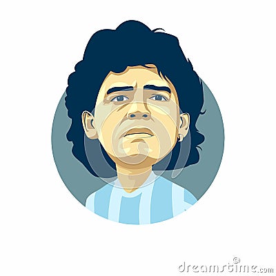 Diego Maradona vector portrait illustration, cute caricature Vector Illustration