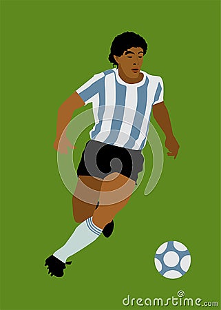 Diego Armando Maradona, a famous Argentine professional footfall player Vector Illustration