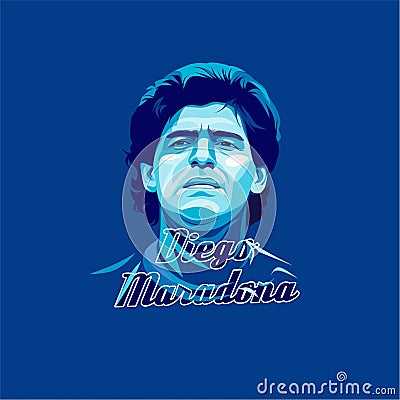 Diego Maradona vector portrait illustration Vector Illustration