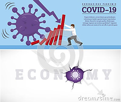 Coronavirus outbreak cause a domino effect on financial crisis. Company business economic collapse concept Vector Illustration
