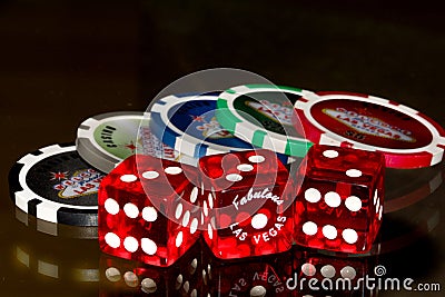 Dies and pokerchips Vegas Style Editorial Stock Photo