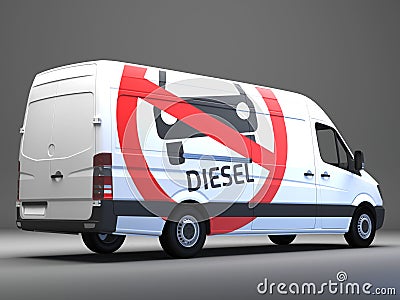 Diesel driving ban sign on transporter with german text Stock Photo
