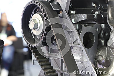 Diesel Engine timing belt ; close up Stock Photo