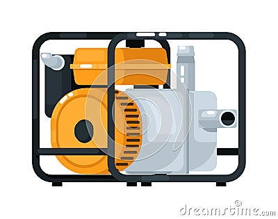 Diesel engine water pump equipment isolated Vector Illustration