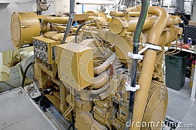 Diesel engine on yacht Stock Photo