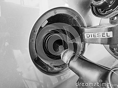 Diesel fuel tank filling Stock Photo