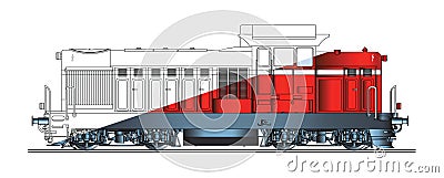 Diesel locomotive abstract drawing color Stock Photo