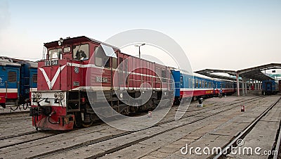 Diesel locomotives in Hanoi Editorial Stock Photo