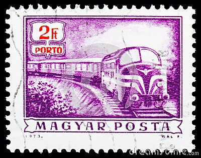 Diesel mail train, Postage Due serie, circa 1973 Editorial Stock Photo