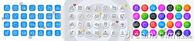Diesel station, Online storage and Search flight line icons. For web app, printing. Line icons. Vector Vector Illustration