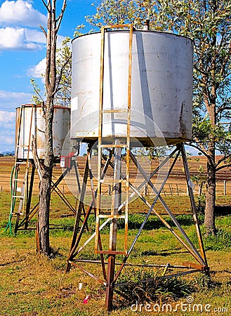 Diesel Storage Tanks on an Australian Farm Stock Photo