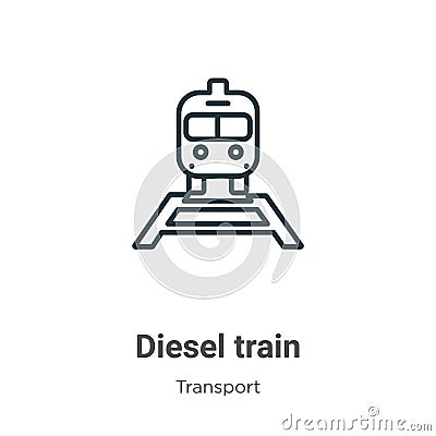 Diesel train outline vector icon. Thin line black diesel train icon, flat vector simple element illustration from editable Vector Illustration