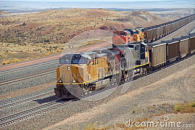 Diesel trains are transporting coal Editorial Stock Photo