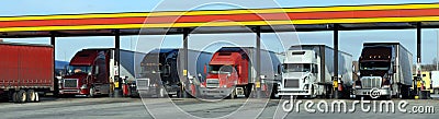 Diesel trucks refueling Stock Photo