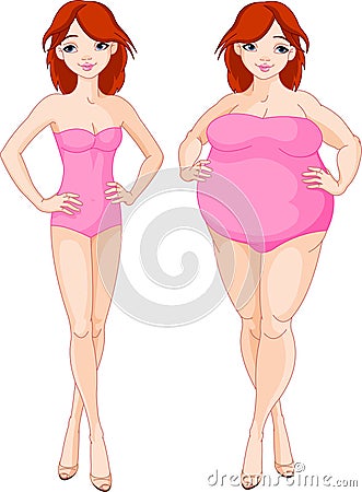 Before and after diet Vector Illustration