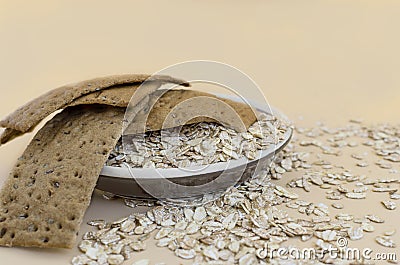 Diet bread and oatmeal Stock Photo