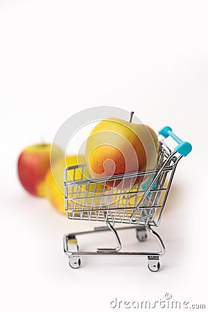 Diet concept. Fresh vegetables in a shopping cart. Healthy food and proper nutrition. Eat right concept Stock Photo