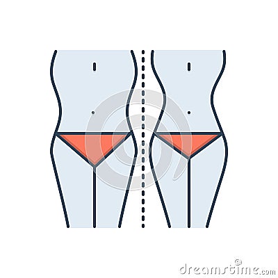 Color illustration icon for Diet control, weightloss and waist Cartoon Illustration