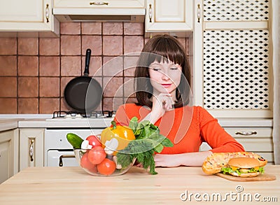 Diet. Dieting concept. Healthy Food. Beautiful Young Woman Stock Photo