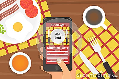 Diet food application. Calorie counter Vector Illustration