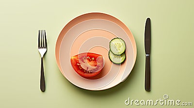 Diet. Lack of calories in the diet. Vegetables in a plate Stock Photo