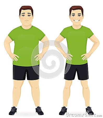 Before and after diet man Vector Illustration